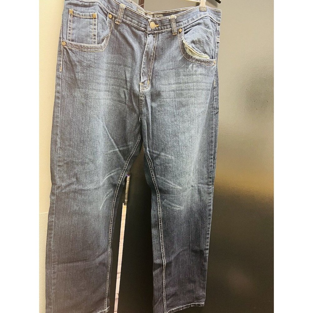 Indigo 30 Denim Men's Jeans Embroidered Pants Blue Size 40 x 34